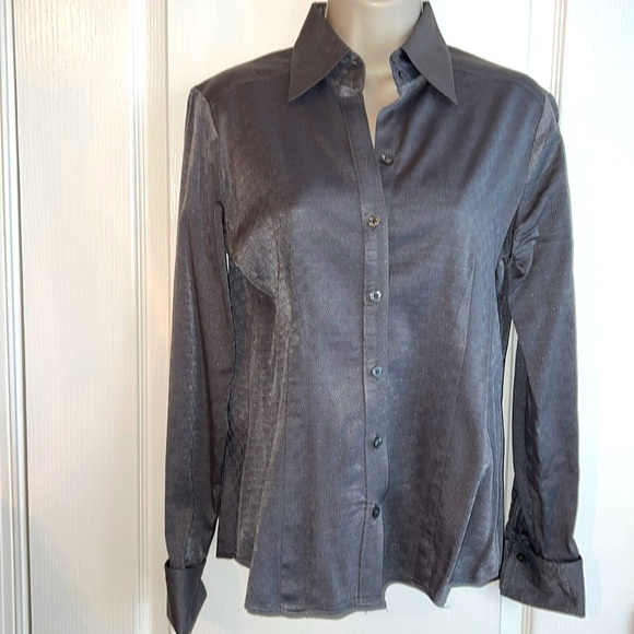 New York & Company Geometric Design Button Down Blouse - Picture 2 of 6